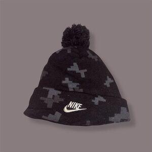 Black and Grey Block Camo Nike Beanie